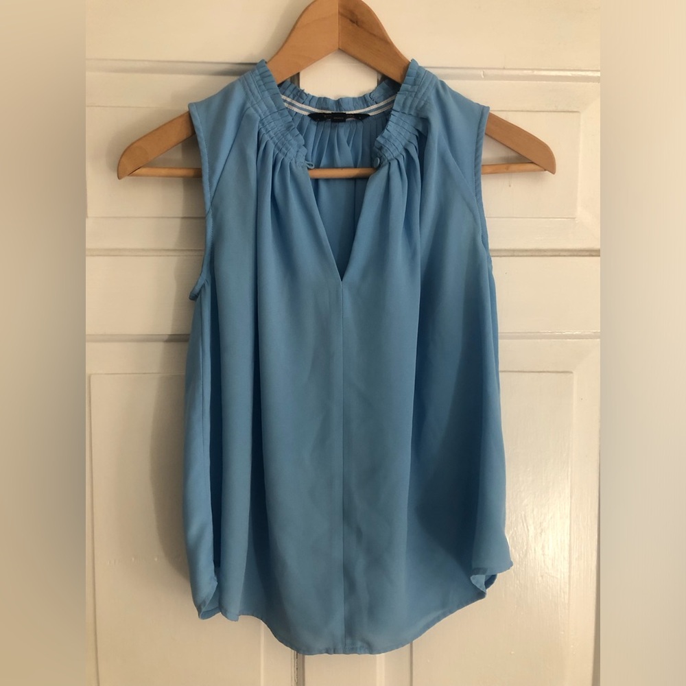Banana Republic Light Blue Sleeveless Pleated Neck Camisole